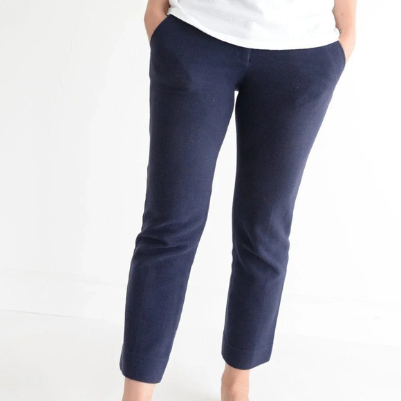 Tory Burch Navy Straight Leg Crop Pants Size 4 - Picture 2 of 16